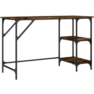 Image of vidaXL Desk Smoked Oak 120x50x75 cm Metal and Engineered Wood
