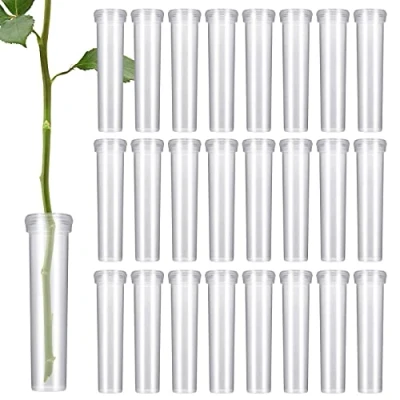 Image of Zocipro 100Pcs Floral Tubes Plastic, 10ml Flower Water Tubes, Reusable with Lids for Decoration, Arrangements 2.8x0.7 Inch