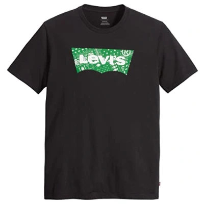 Image of Levi&#039;s Men&#039;s Graphic Crewneck Tee T Shirt, Filled Bw Caviar, M