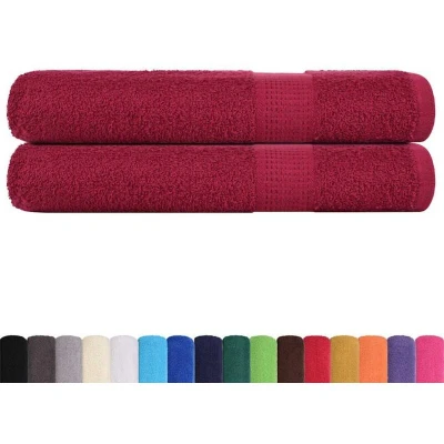 Image of vidaXL Towels 2 pcs Bordeaux 100x200 cm 360 gsm 100% Cotton