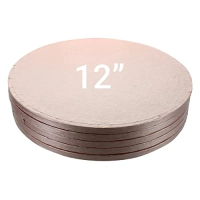 Image of Culpitt Cake Boards, 12&quot; Rose Gold Drum, Round 12 Inch (305mm) 0.5 (13mm) Thick Pack of 5 Boards