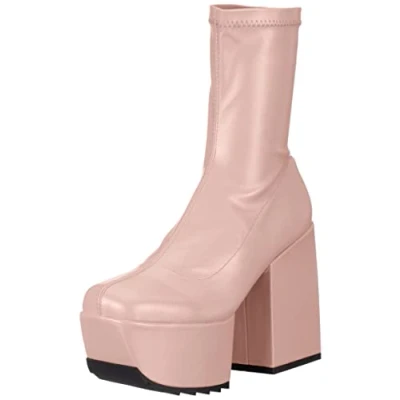 Image of LAMODA Women&#039;s Pretty Please Mid calf boot, Pink Pu, 5 UK