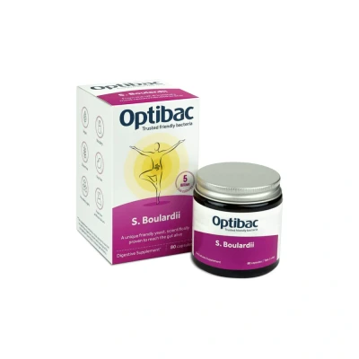 Image of OptiBac Saccharomyces Boulardii 5 Billion Friendly Bacteria Natural Yeast Supplement Well Researched &amp; Internationally Acclaimed Vegan Gluten Free Shelf Stable 80 Capsules