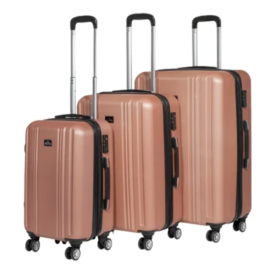 Image of Dellonda 3 Piece Lightweight ABS Luggage Set with Integrated TSA Approved Combination Lock Rose Gold