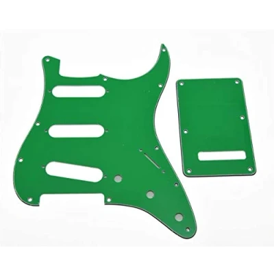 Image of Dopro 11 Hole Strat SSS Pickguard ST Back Plate Trem Cover for USA/Mexican FD Green 3 Ply