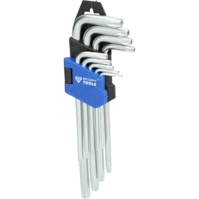 Image of BRILLIANT TOOLS Allen Key Set, TX Profile, Short, Chrome Vanadium Steel, Silver, 180mm