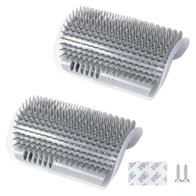 Image of 2PCS Cat Self Corner Groomer Wall Massage Comb Brush for Long Short Hair Cats Combing
