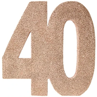 Image of Anniversary House Number 40 Glitter Table Decoration Rose Gold Centrepiece Decorations 40th Birthday Pack of 1 20cm H124