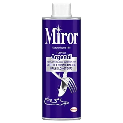 Image of MIROR Pack of 2 Metal Cleaner (250 ml) Argentil Formula Cleans Silver Chrome Stainless Steel Nickel Pewter
