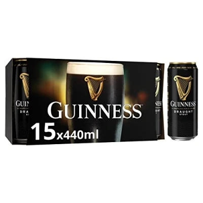 Image of Guinness Draught Stout Beer 4.1% vol 15 x 440ml Cans Rich Smooth Head &amp; Sweetness of Malt Balanced with Hops Nitrogenating Widget for the Perfect Draft