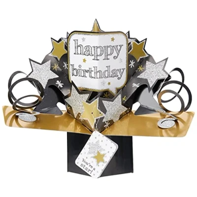 Image of Suki Gifts International Pop Up Card Happy Birthday Stars, Multi Colour, 13 x 21 19 cm