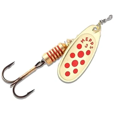 Image of Mepps Comet Decoree Spinner/Lure Sizes 0 4 Silver w/ Red/Blue Dot, Gold Dot Trout Salmon Perch Pike Coarse Game Fishing (Gold Red Size 4)