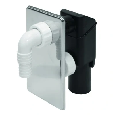 Image of Chrome Concealed Washing Machine Dishwasher Waste Pipe Drain Trap Kit Self Cutting Out