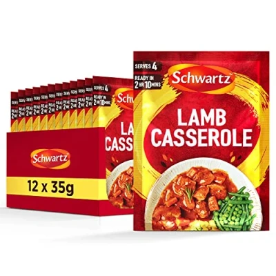 Image of Schwartz Classic Lamb Casserole Recipe Mix 35 G Pack of 12 No Artificial Colours or Flavourings Added Preservatives MSG Suitable for Vegetarians