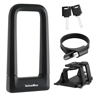 Image of ValueMax Bike Lock, High Security U Lock 17mm, with Sturdy Mounting Bracket and Keys, D Cycling for Bicycles/Motorcycles/Scooters/Collapsible Doors