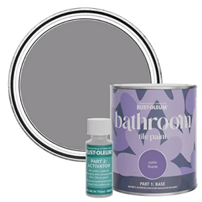Image of Rust Oleum Purple Water Resistant Bathroom Tile Paint in Satin Finish Iris 750ml