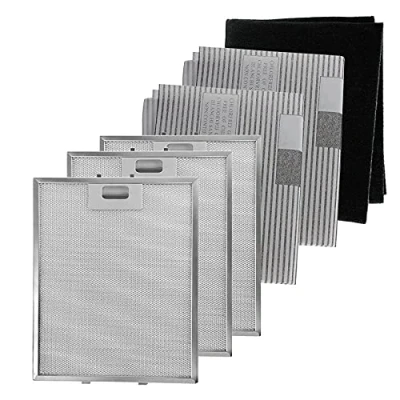 Image of SPARES2GO Cooker Hood Metal Mesh Extractor Grease x 3 + Carbon Filter 318 258 mm