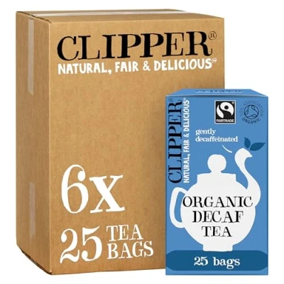 Image of Clipper Organic Everyday Decaf Tea Bags Natural, Unbleached, Plant Based Biodegradable &amp; Non GM Black Eco Conscious Fair Trade Individually Wrapped with String Tag (150 Teabags)
