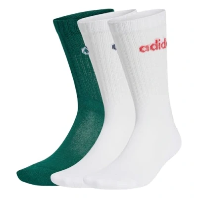 Image of adidas Unisex Adult LINEAR CREW SOCKS CUSHIONED 3 PAIR PACK 6.5 8