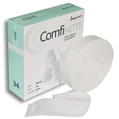 Image of Comfinette Size &#039;34&#039; Tubular Viscose Stockinette Dressing Unstretched Width 4.5cm Ideal Childrens Limbs, Adult Hands, Small Limbs 20m Length (1 Box)