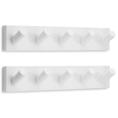 Image of LARHN White Coat Hooks Wall Mounted Rack with 5 (2 Pack), 42cm for Series 6