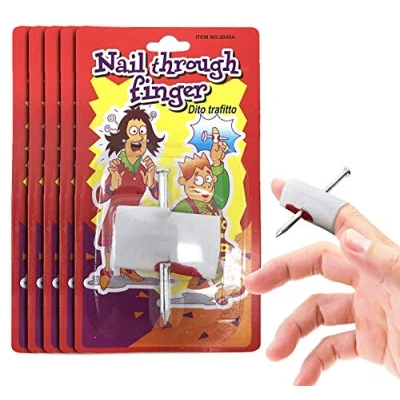 Image of THE TWIDDLERS Set of 5 Nail Through Finger Props Perfect for Halloween Costumes, Festivals &amp; Fancy Dress Party Classic Practical Joke