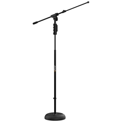 Image of Audibax Base 10E Floor Microphone Stand Round Stable Height Adjustable with Easy Block from 85 to 147 cm Durable Giraffe Solid