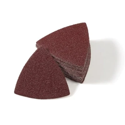 Image of LEONTOOL 30 Pcs 3 1/8 Inch (80mm) Triangular Hook &amp; Loop Oscillating Multitool Sanding Pads Triangle 40 Grit No Hole Sandpaper Detail Sander for Wood Metal Polishing