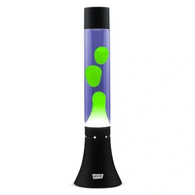 Image of Blob Lamps® Liquid Motion Lamp Modern Green Wax Purple Matt Black Base &amp; Cap 14.5&quot; Magma Mood Light