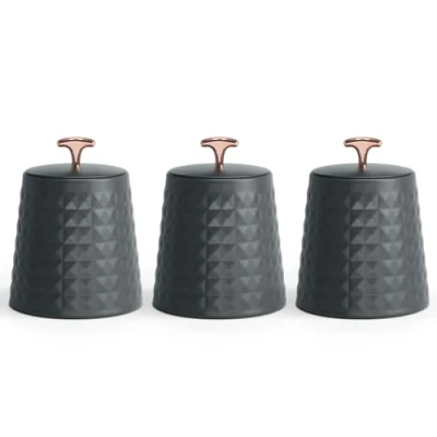 Image of EHC Tea Sugar Coffee Canisters Set, Kitchen Storage Jars with Lids Airtight, Containers Set of 3, Grey