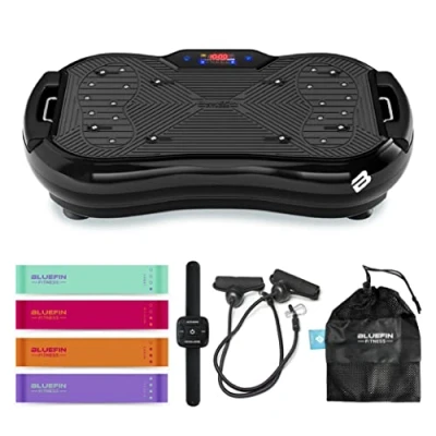 Image of Bluefin Fitness Vibration Plate Ultra Slim Plus Exercise Machine For Whole Body Workout Compact Design Power With Resistance Bands Trainers Home Use