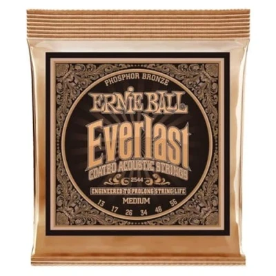 Image of Ernie Ball Everlast Medium Coated Phosphor Bronze Acoustic Guitar Strings 13 56 Gauge