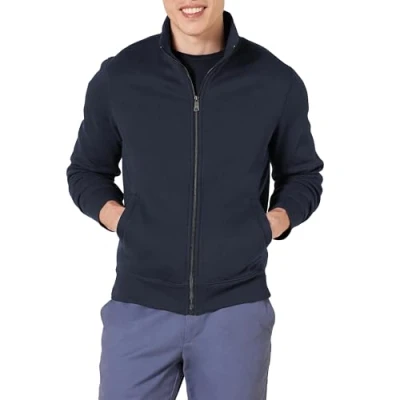 Image of Amazon Essentials Men&#039;s Full Zip Fleece Mock Neck Sweatshirt, Navy, M