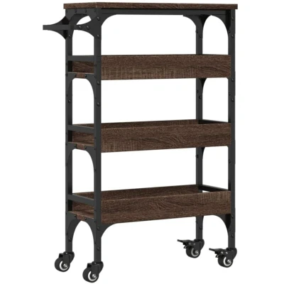 Image of vidaXL Kitchen Trolley Brown Oak 53x20x76 cm Engineered Wood