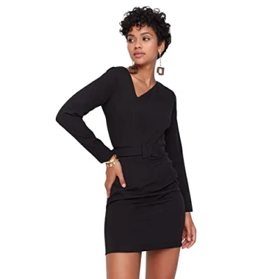Image of Trendyol Women Mini A line Regular Woven Dress Black
