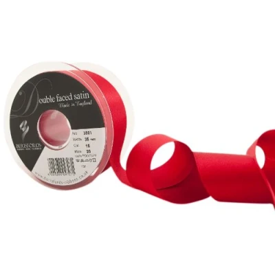 Image of Berisfords Double Satin Ribbon, Red, 20 m