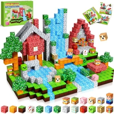 Image of COOLJOYA Magnetic Blocks 108 PCS Building Blocks, Toys for Montessori Birthday Gifts, Creative Kids Games, STEM Sensory Boys Girls Ages 3 4 5 6 7 8 9 10 (0.8 inch)