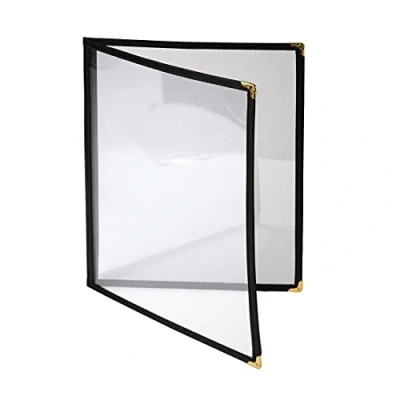 Image of Olympia American Style Menu Holder in Black A4 Size Shows Four Pages