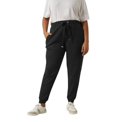Image of EVANS Curve Luxe Zip Pocket Joggers Women&#039;s Plus Size Black
