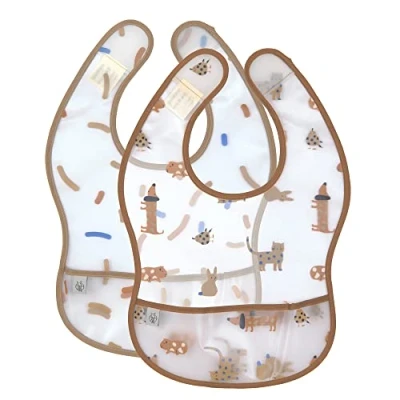 Image of LÄSSIG Baby Bib Set of 2 with Crumb Protection Water Repellent/Little Mateys Royal Blue