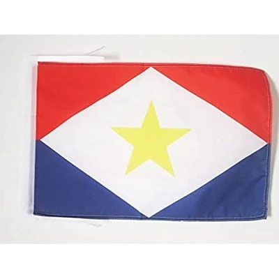 Image of AZ Flag Saba 18&#039;&#039; x 12&#039;&#039; 100% Polyester Small Banner with Two Cords Fade Resistant Vivid Colors 18x12 in 45x30 Cm