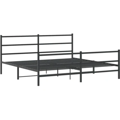 Image of vidaXL Metal Bed Frame without Mattress with Footboard Black 183x213cm