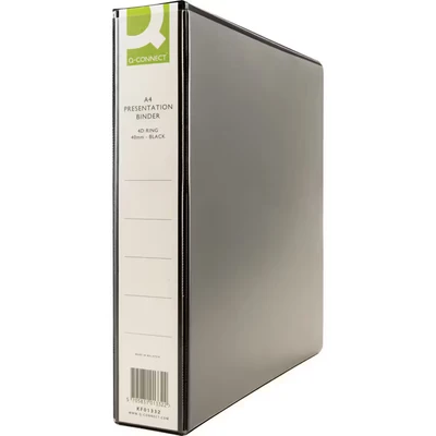 Image of Q Connect Presentation 40mm 4D Ring Binder A4 Black Pk 1 KF01332
