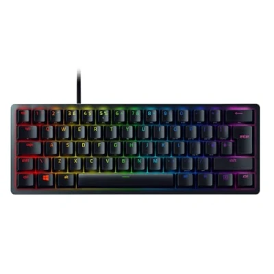 Image of Razer Huntsman Mini (Red Switch) 60% Compact Gaming Keyboard (Linear Optical Mechanical Switches, Doubleshot PBT Keycaps, Detachable USB C Cable) UK Layout Black