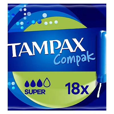Image of Tampax Compak Super Tampons Applicator 18X