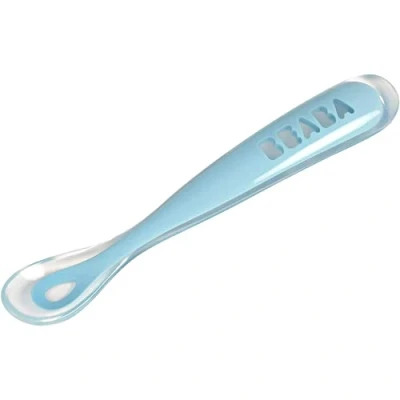 Image of BÉABA Baby Spoons Silicone weaning spoon 1st stage Blue