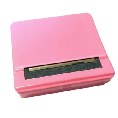 Image of Glamified Automatic Rolling Tin Cigarette Machine Portable Metal Box for Tobacco, Smoking Roller and Storage Case (Pink)