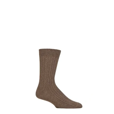 Image of Mens Pringle 1 Pair Cashmere and Merino Wool Blend Luxury Socks Brown 7 11