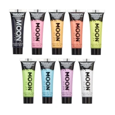 Image of Moon Glow Pastel Neon UV Face &amp; Body Paint 12ml Set of 9 includes Keyring