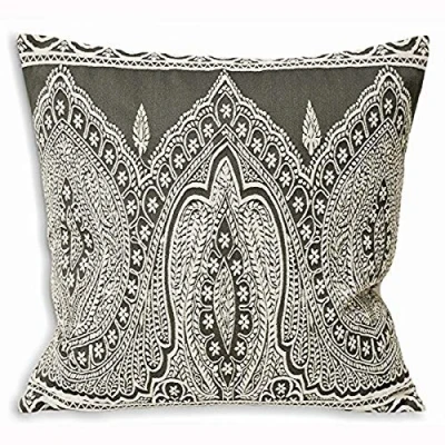 Image of Riva Paoletti Polyester Filled Cushion Grey Detailed Persian Paisley Design Knife Edges Hidden Zip Machine Washable Polycotton Case 50 x 50cm (20&quot; 20&quot; inches)